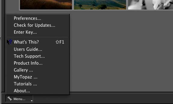 main options menu