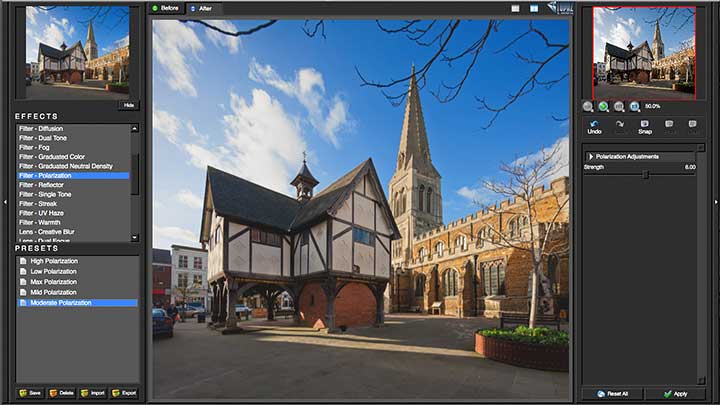 simulating a polarising filter