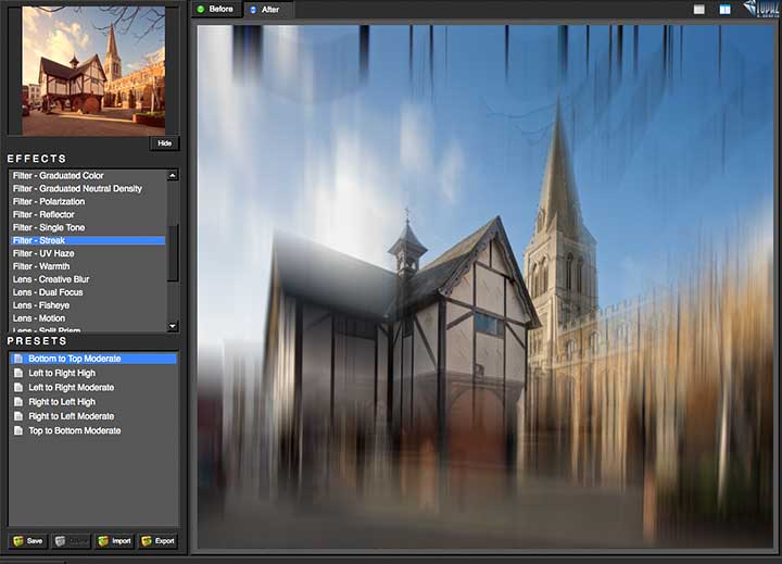 image streaking effect