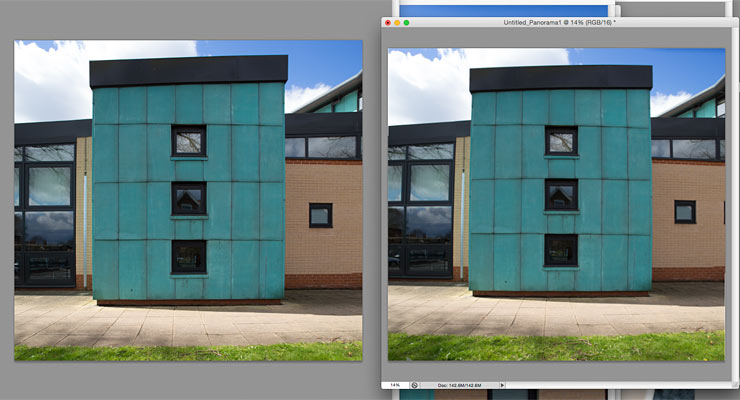 before and after view of building photo