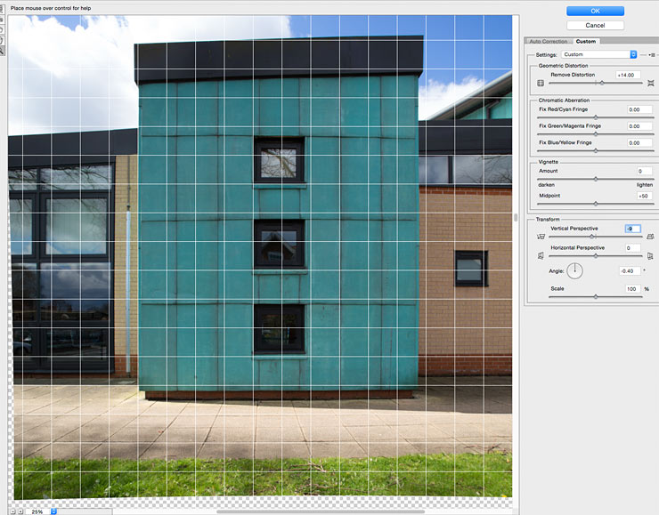 perspective and distortion correction for image