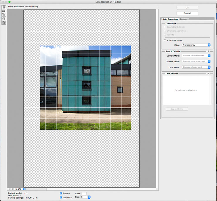 image used with lens correction filter in photosho
