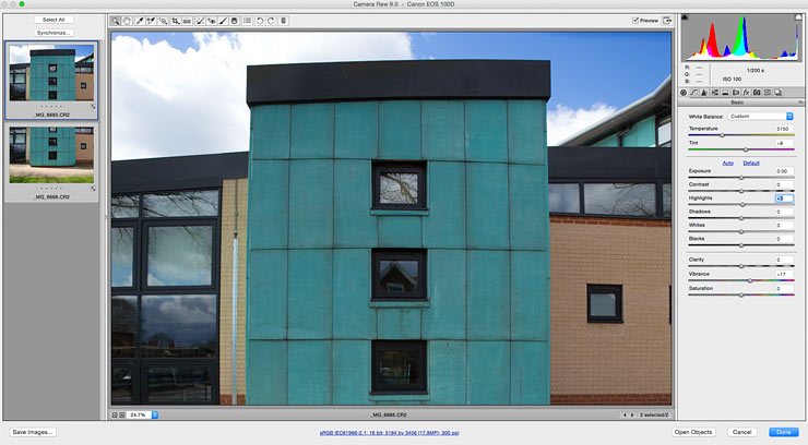 two photos of building stairwell exterior