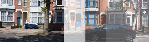 shifted images at 34mm focal length