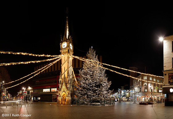 xmas-clocktower view of the clock tower and Christmas tree - Leicester 2011