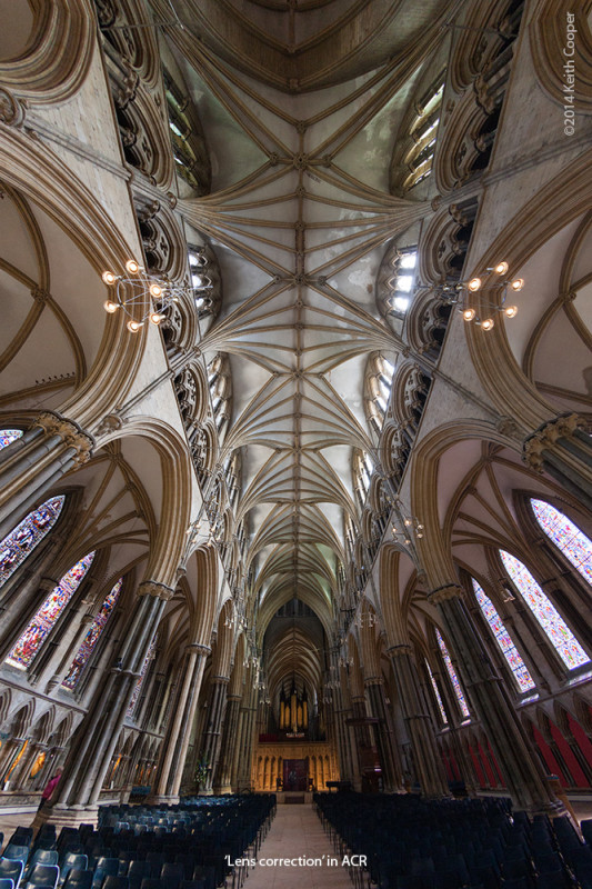 looking upwards in the entrance to Lincoln cathedral
