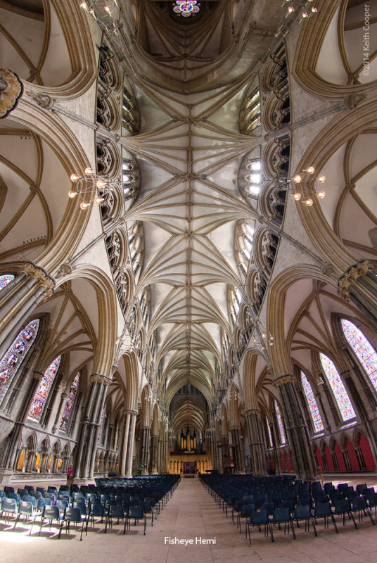 looking along the interior of Lincoln cathedral