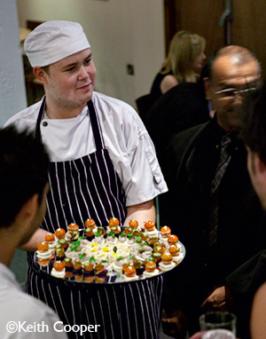 waiter giving out free food