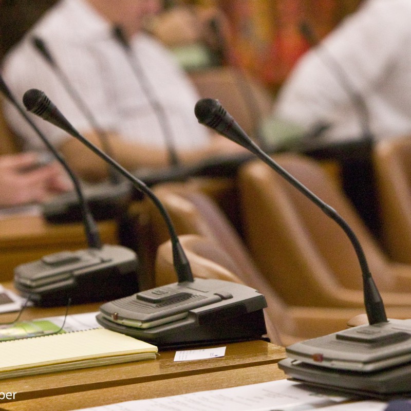 Microphones at meeting