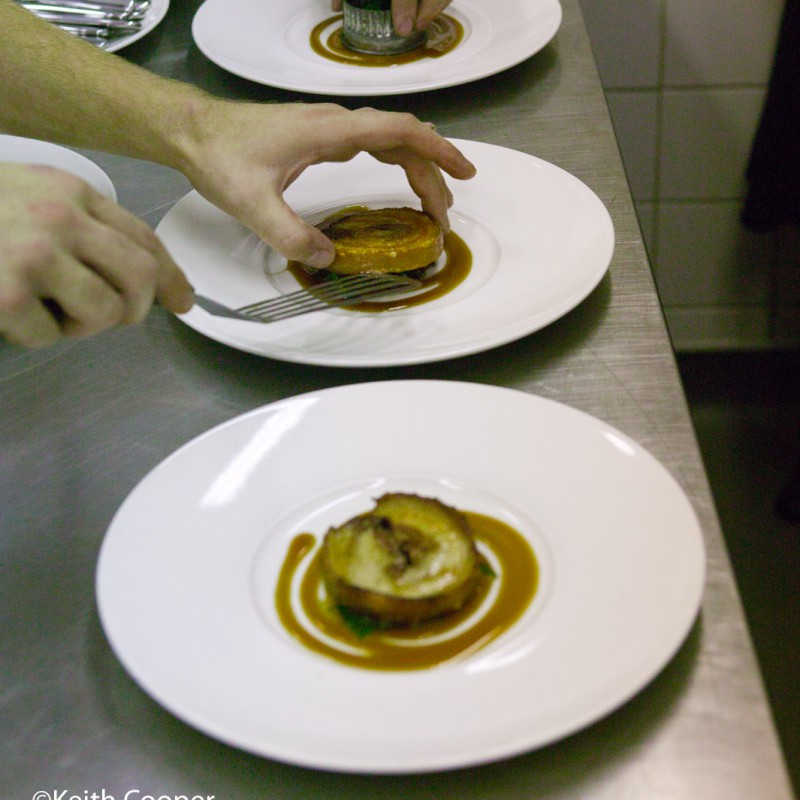Plating up in kitchen