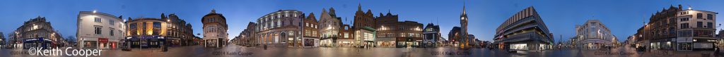 Leicester city centre at dusk