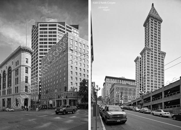 Two views of Seattle