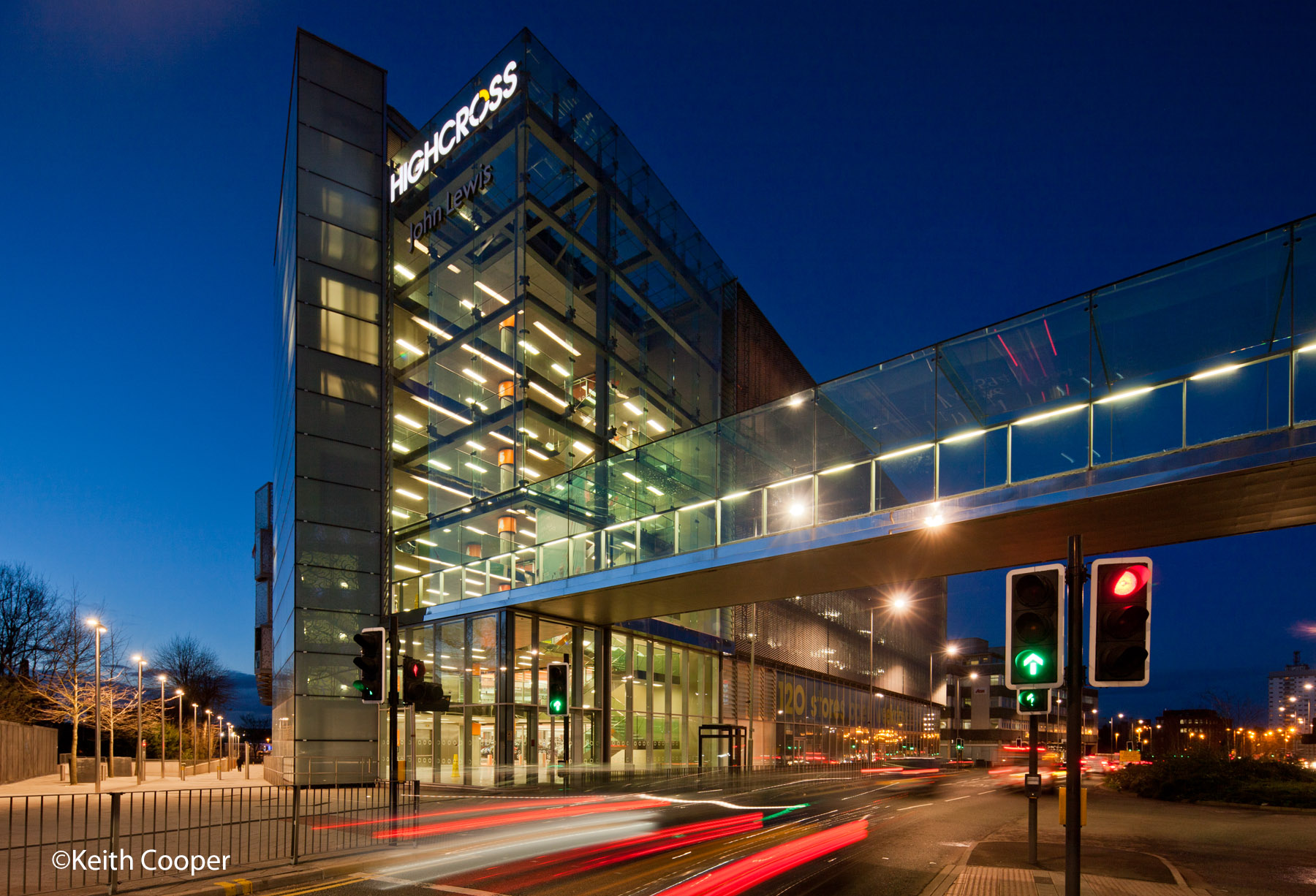 Highcross car park at dusk