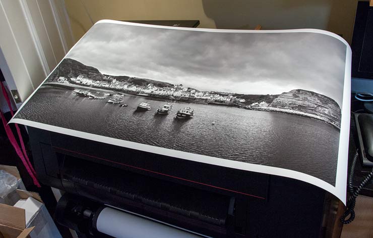 staithes harbour black and white print