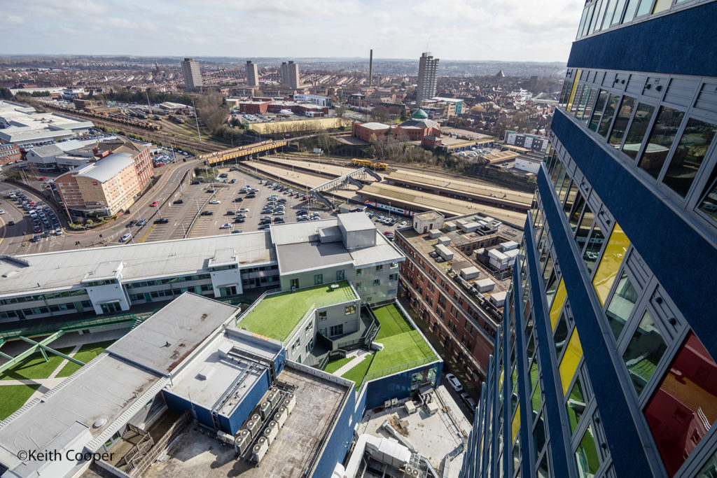 view over city and railway station