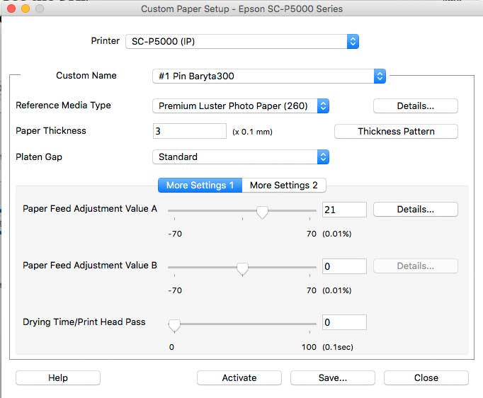 custom settings