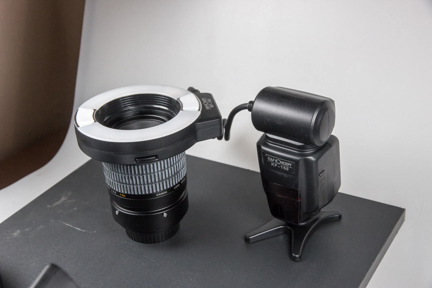 flash attached to lens