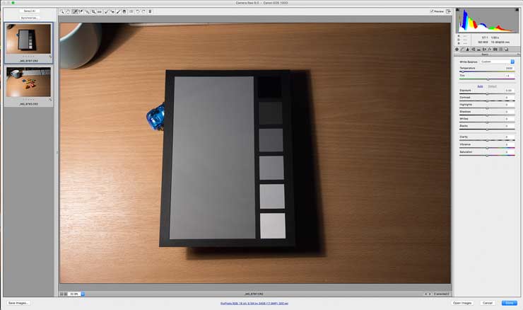 white balance with card