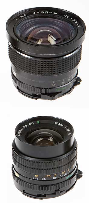 Adapted lenses : 35mm and 55mm M645 lenses